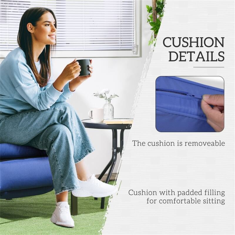 Outdoor Recliner Chair with Cushions Hand Woven PE Wicker Steel Frame Adjustable Three Position Patio Lounge Chair