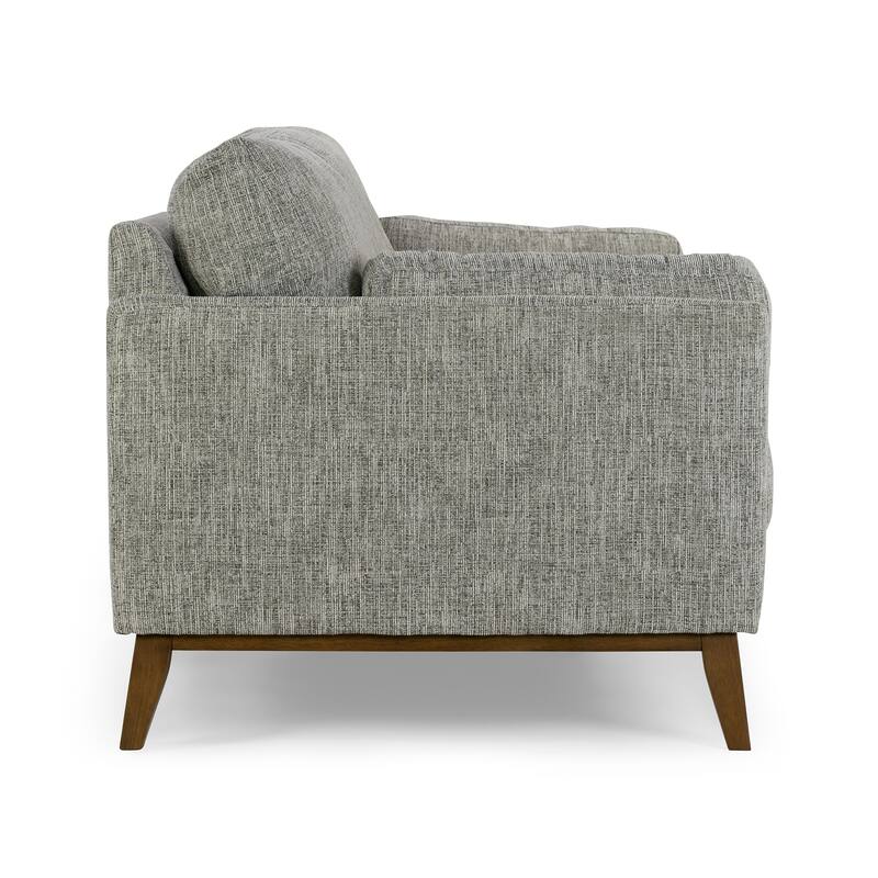 Birre Black and Ivory Blend Chenille Tweed Fabric Sofa with Walnut Legs