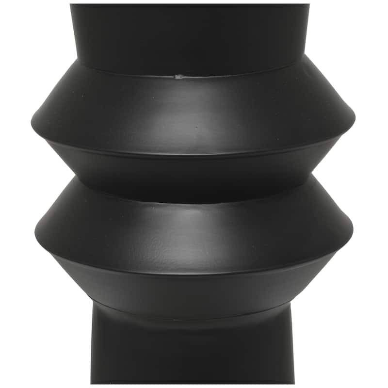 Metal Tall Art Deco Fluted Floor Decorative Vase - Black or Cream - Roche River Decor
