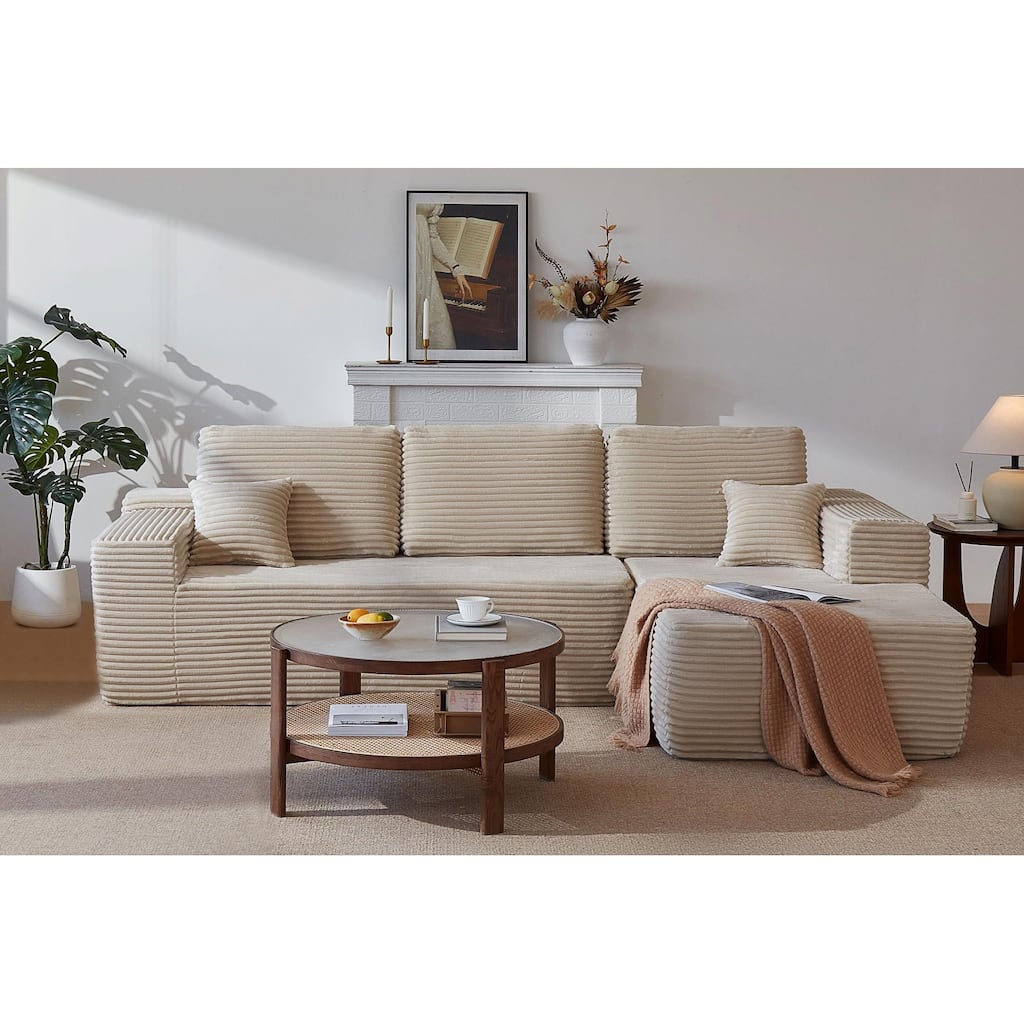104" Cloud Sectional Sofa with L-Shape Chaise and Side Pockets, Modern Modular Design, Deep Seating, Upholstered Couch