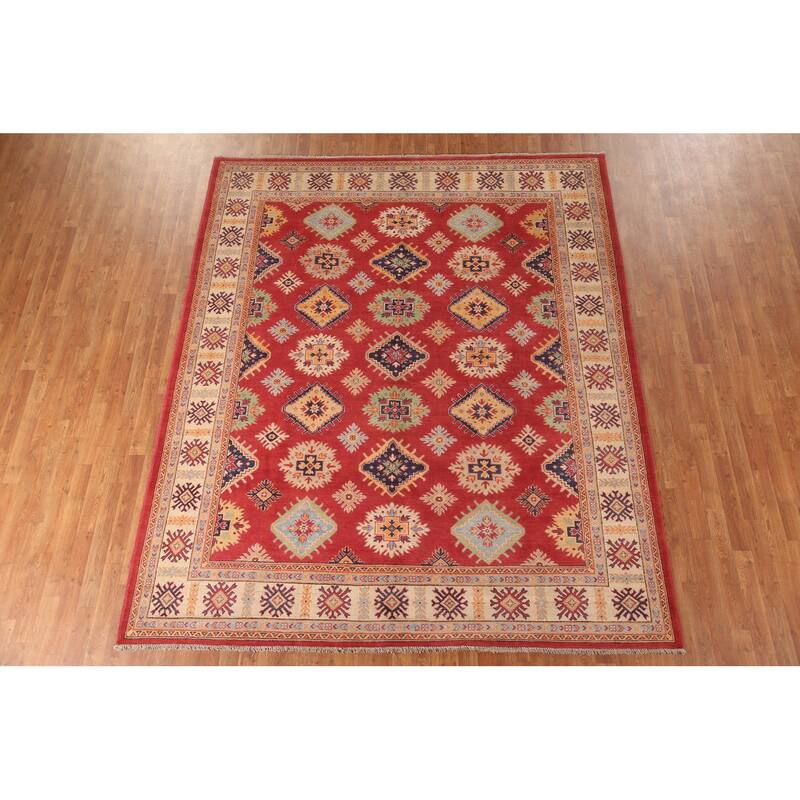 Geometric Kazak Rug Handmade Oriental Wool Carpet - 8'1"x 9'9"