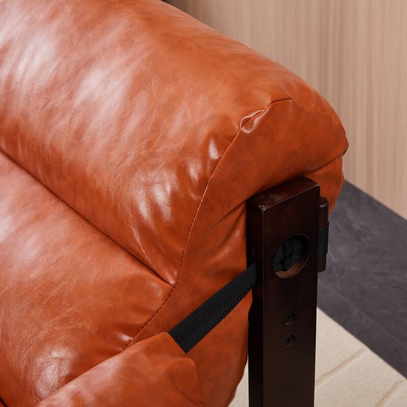 Water-Repellent Leather Accent Chair Sofa Chair with Mortise & Tenon Assembly, Lounge Chair with Removable Cushion