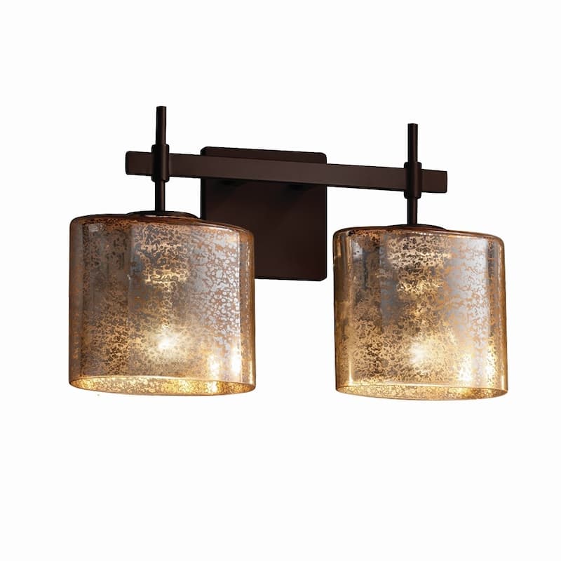 Justice Design Fusion Union 2-light Dark Bronze Bath Bar, Mercury Oval Shade - Dark Bronze