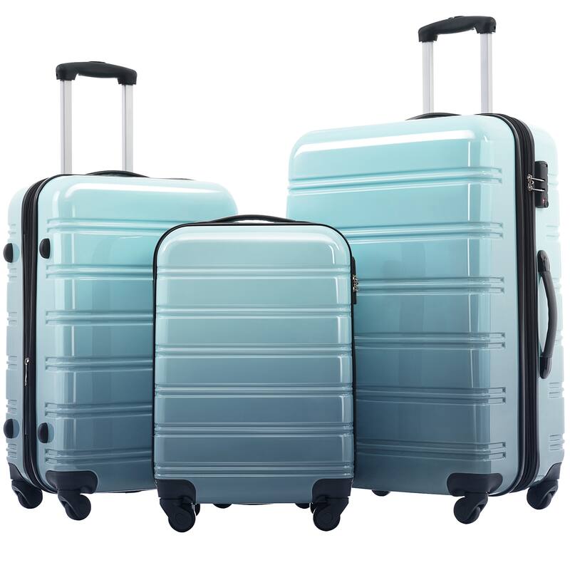 Hardshell Luggage Sets 3 Piece Gradient Color Expandable Suitcase with Spinner Wheels and TSA Lock Lightweight