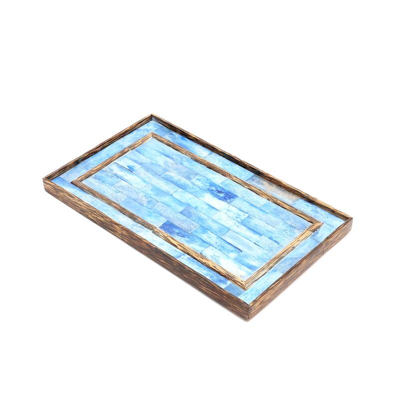 Ribaldi Handmade Bone Inlaid Wooden Tray/Décor & Serving Tray - 12X7.25X0.8"