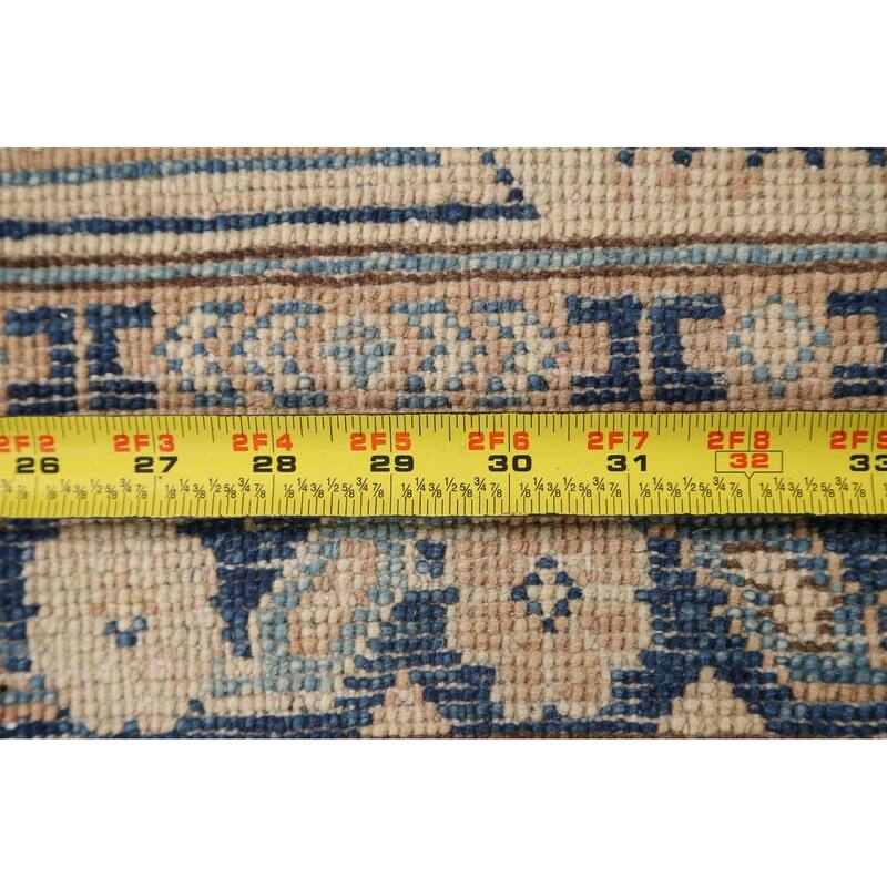 Vegetable Dye Geometric Oriental Super Kazak Wool Area Rug Handmade - 8'5" x 11'6"