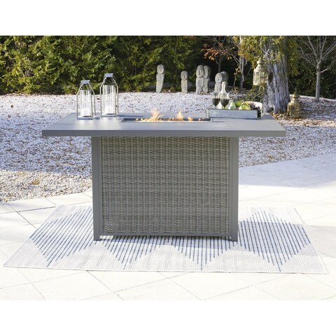 Palazzo Outdoor Bar Table with Fire Pit - 73"W x 42"D x 38"H