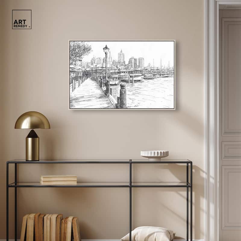 Harbour City Ink Canvas by Art Remedy
