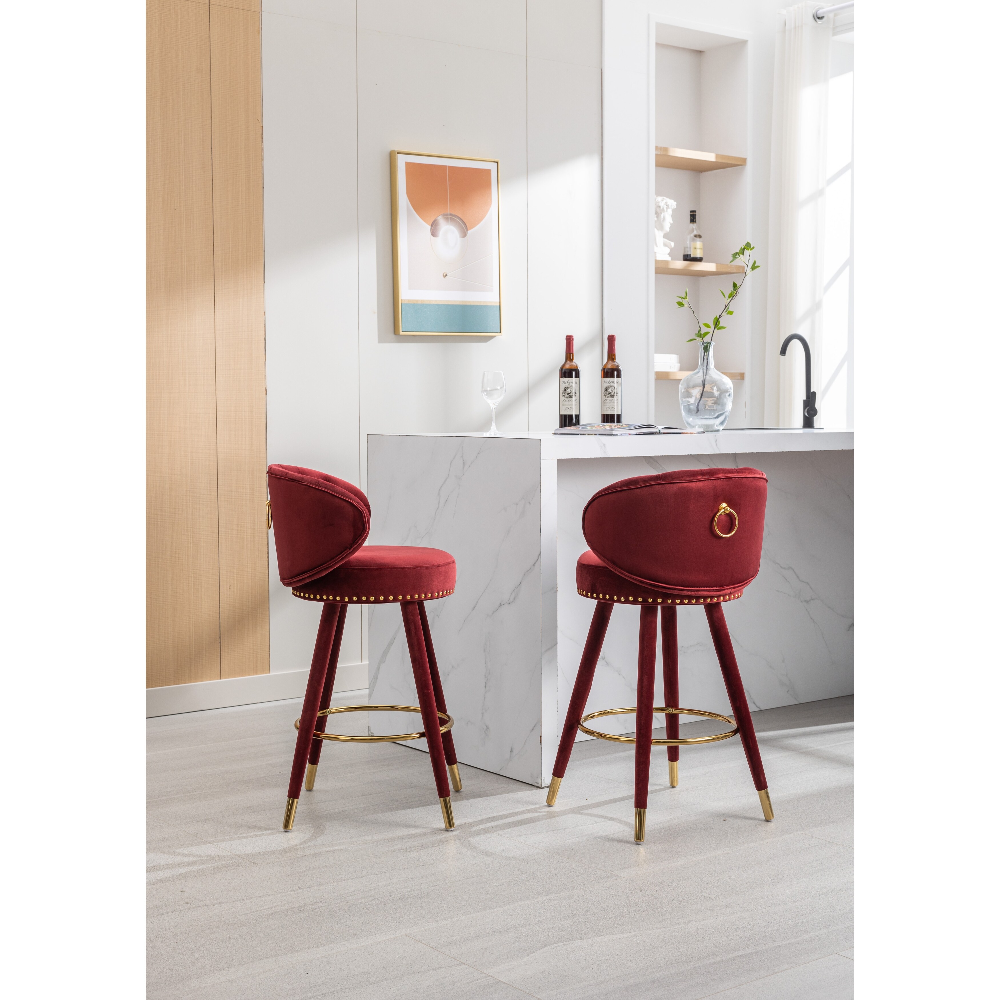 Red velvet bar stool online
