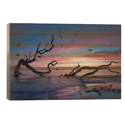 Driftwood Beach Print On Wood by PHBurchett - Multi-Color