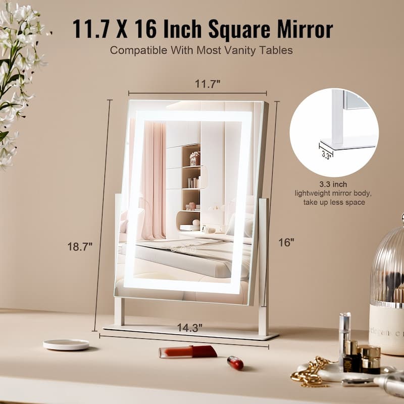 5 x Magnification Color Lighted Makeup Mirror with Charging Outlet and 2 Suction Cups