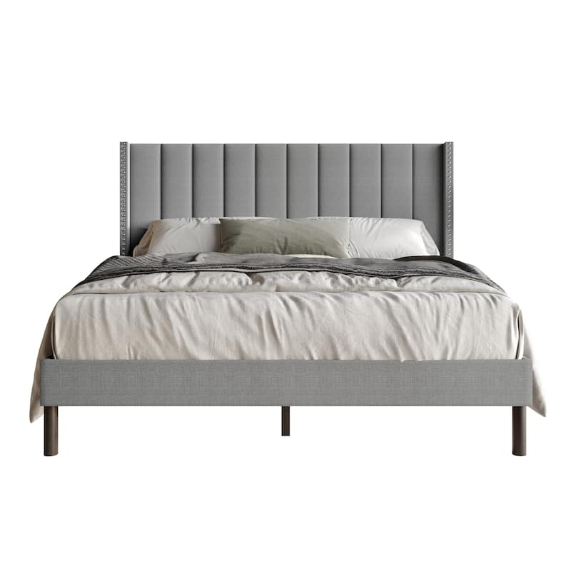 Clayfell Odessa Linen Upholstered Wingback Panel Bed