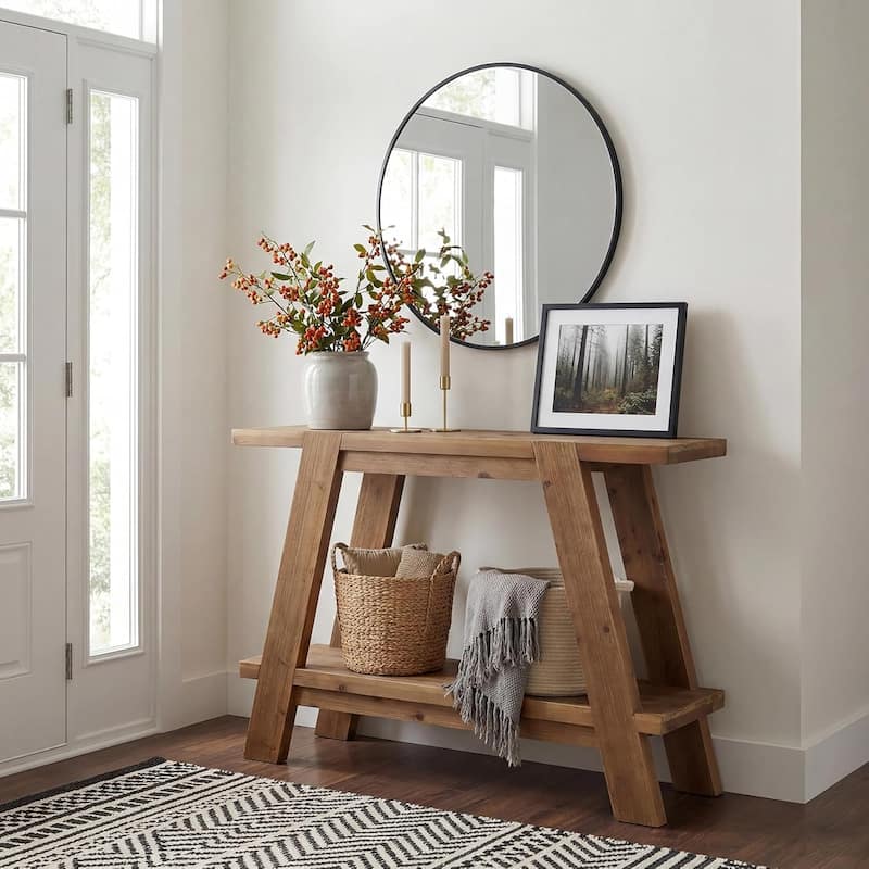 41,3-Inch Wood Entryway Table, 2-Tier Farmhouse Console Table with Storage for Living Room