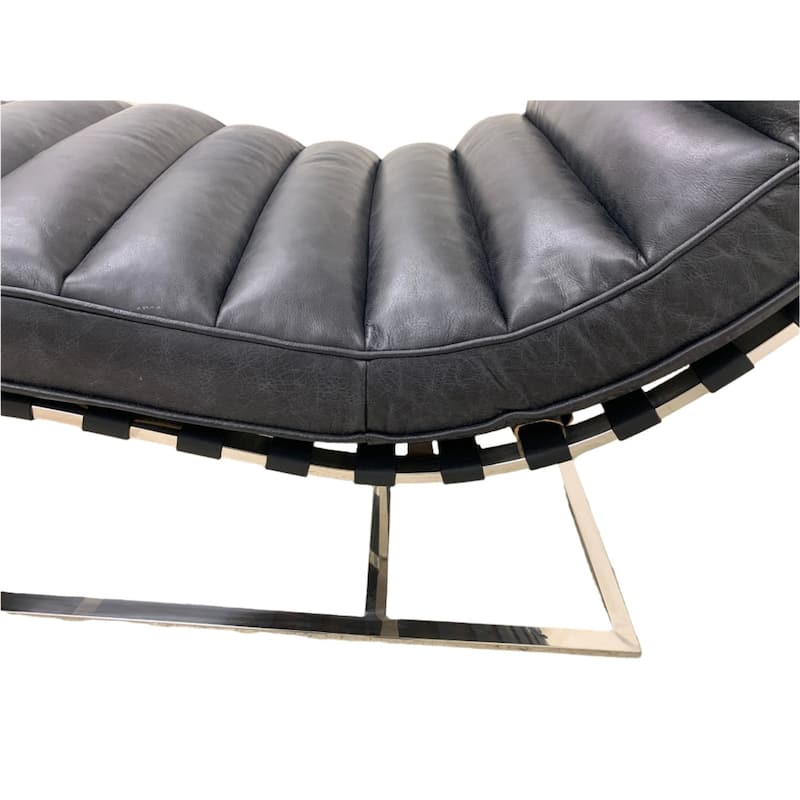 Plano Modern Channeled Leather Chaise Lounge - Leather
