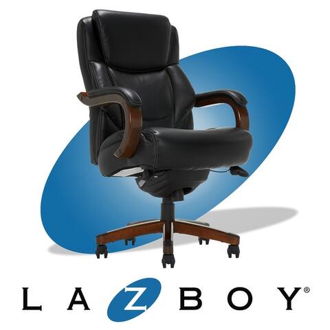 La-Z-Boy Delano Big & Tall Executive Office Chair, Mahogany Wood, Bonded Leather