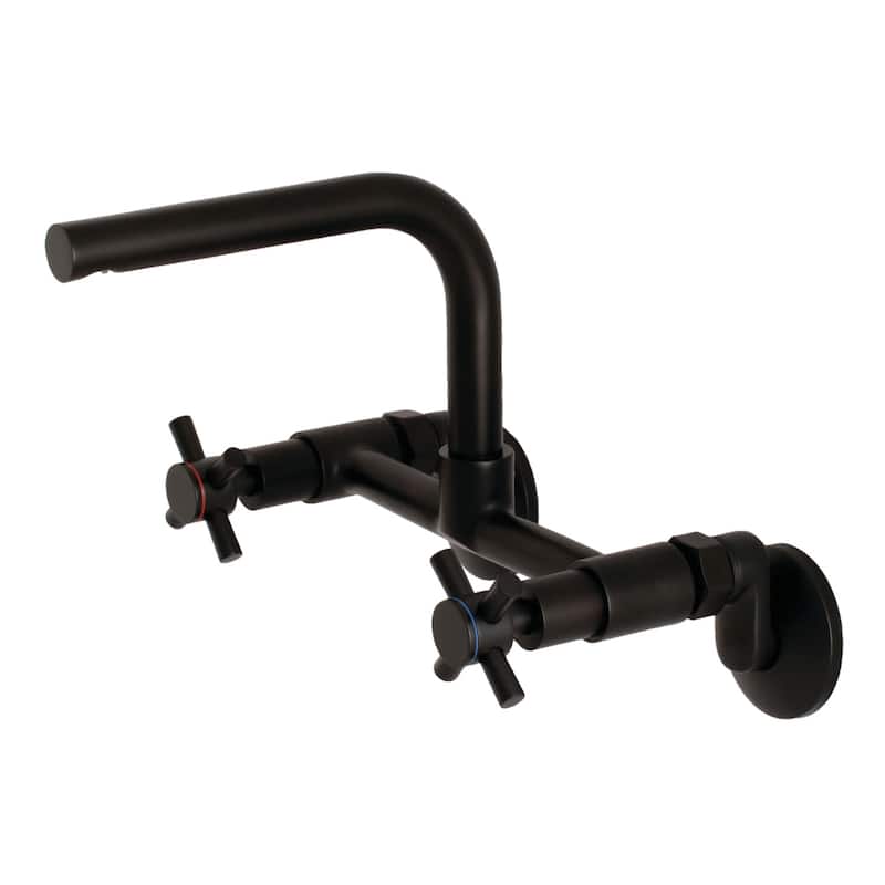 Kingston Brass Concord 8 in. Adjustable Center Wall Mount Kitchen Faucet - Matte Black