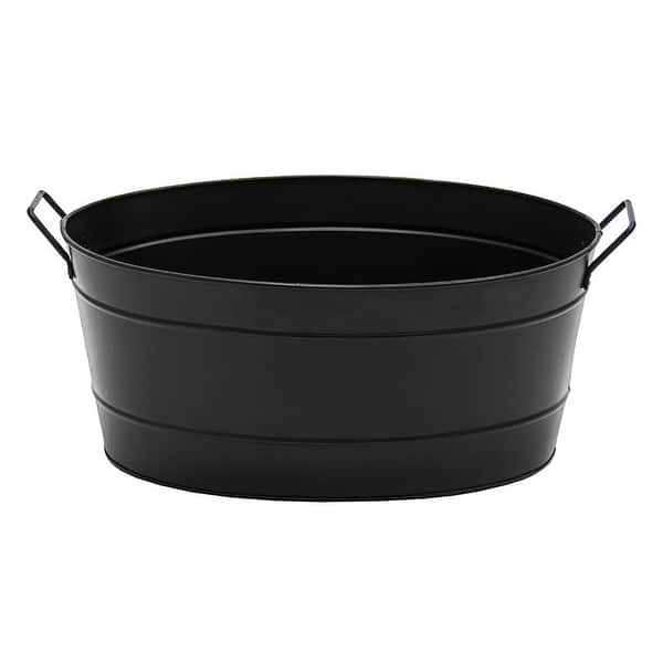 slide 2 of 7, Achla Designs Versatile Traditional Galvanized Steel Oval Tub, 21 Inch Long, Black