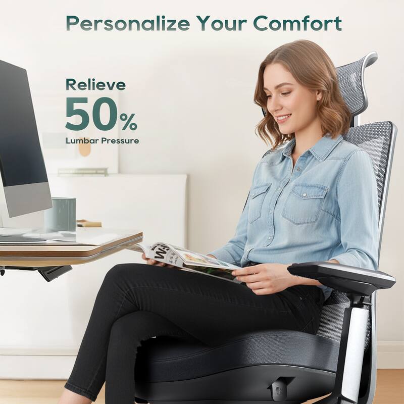 Ergonomic Office Chair, Mesh High Back, 4D Arms, Lumbar Support, Coral