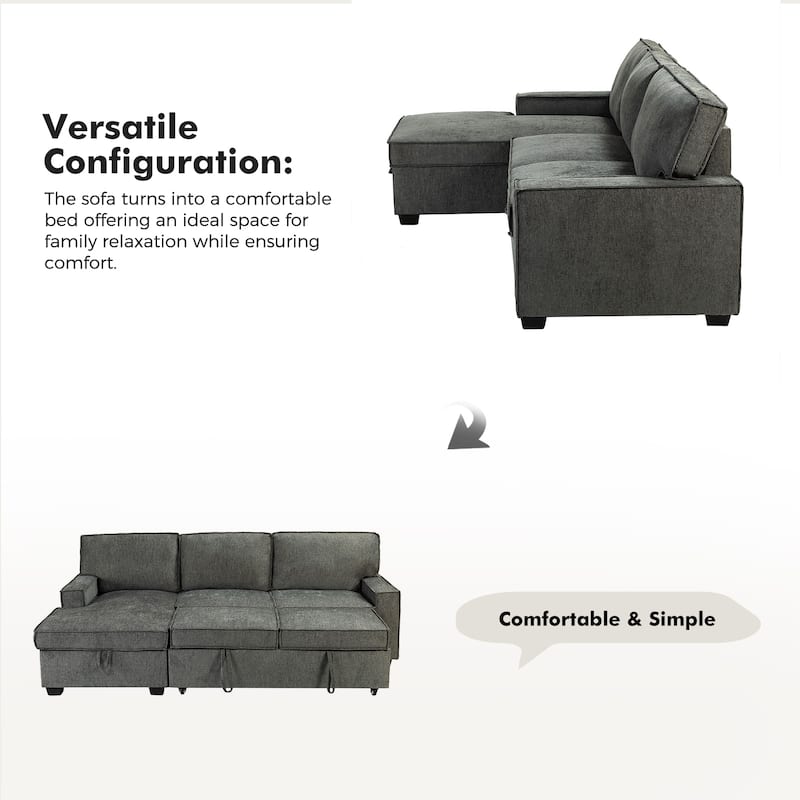 Badari Modern Pull Out Sleeper Sofa&Chaise with Storage by HULALA HOME