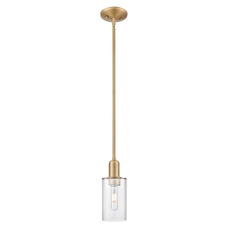 Innovations Lighting Endless Possibilities Arcadia - Clymer - 1 Light 4" Stem Hung Mini Pendant - Clear/Brushed Brass