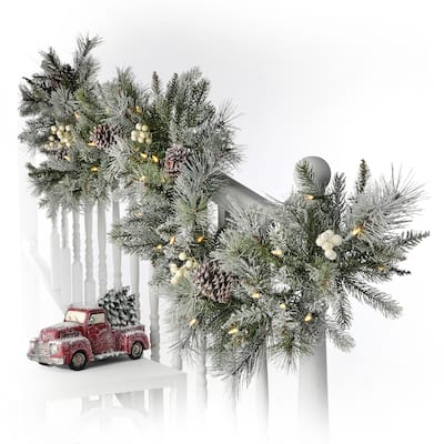 6'x14" Twinkle LED Glistening Pine Garland 50 Clear Lights - Wintergreen - 6'L x 14"W