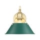 preview thumbnail 2 of 1, Yep by Golden Lighting Orwell 1-light Wall Sconce in Brushed Champagne Brass and Pine Green shade