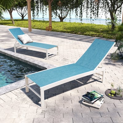 Pellebant Adjustable Aluminum Patio Chaise Lounge Chairs Outdoor (Set of 2)