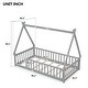 preview thumbnail 6 of 8, Grey Twin Size Pine Wood Tent-shaped Floor Teepee Bed with Guardrails