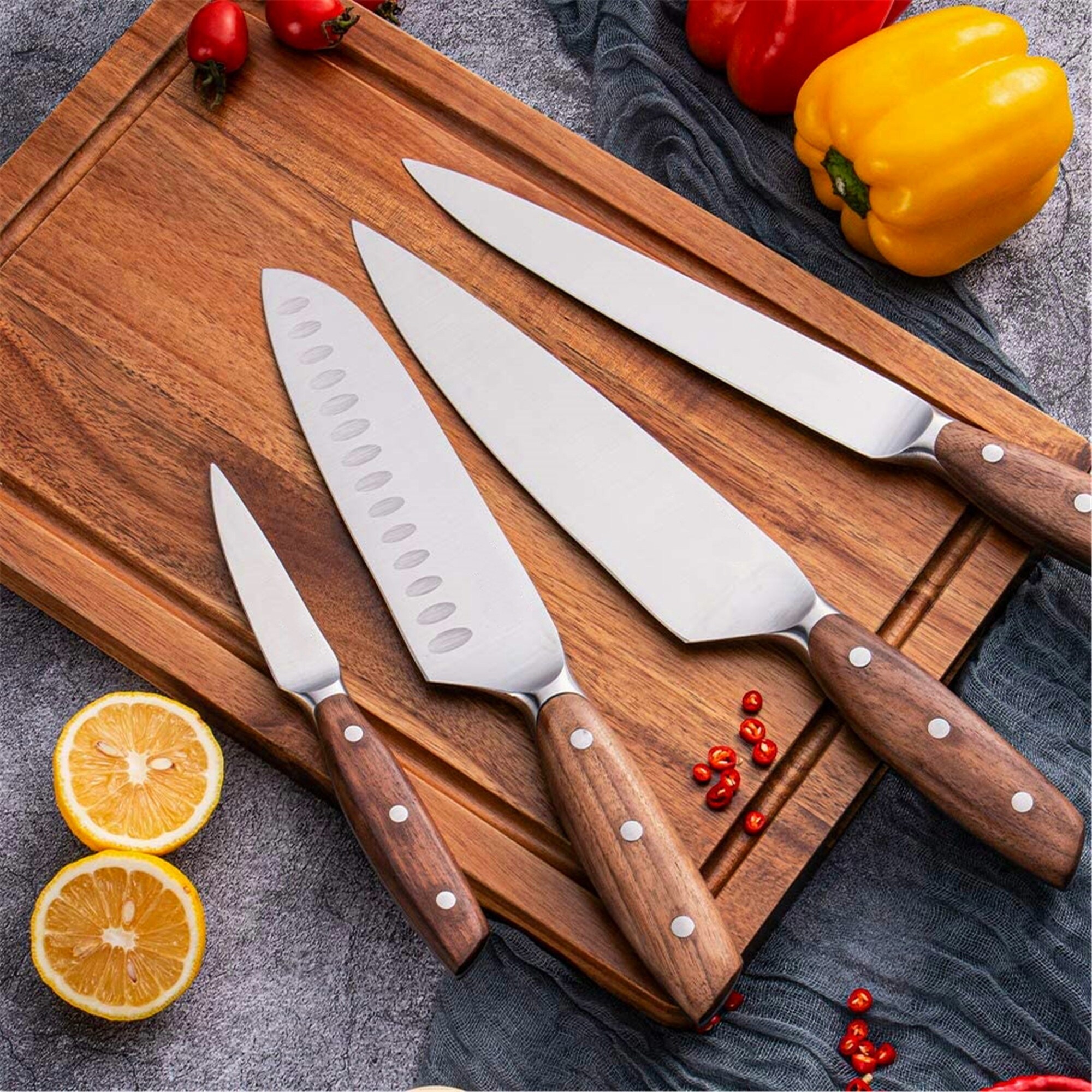 6/3/1 STEAK KNIVES CUTTING KITCHEN WOODEN HANDLE  STAINLESS STEEL CUTLERY 