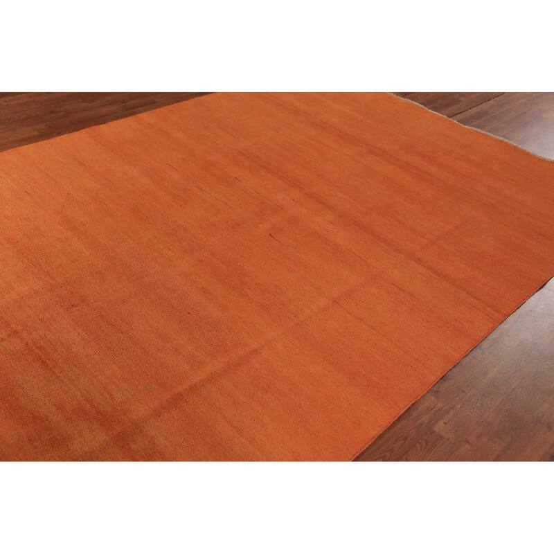 Gabbeh Oriental Area Rug Hand-Knotted Orange Wool Carpet - 6'5" x 9'6"
