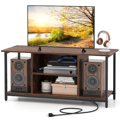 Gymax TV Stand for TVs up to 50 Inches 3-Tier Industrial Entertainment