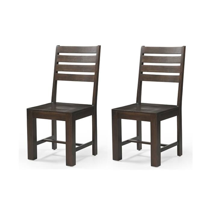 HomeRoots Set of Two Brown Solid Wood Ladder Back Dining Side Chairs - 18 in. x 39 in. x 18 in.