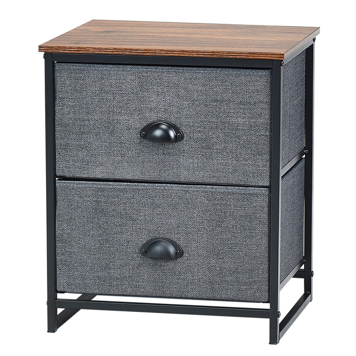 Shop Metal Frame Nightstand Side Table Storage With 2 Drawers Overstock 30088743 Black