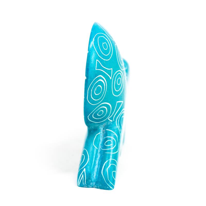 Small Soapstone Lion Figurine - Set of 3, Turquoise