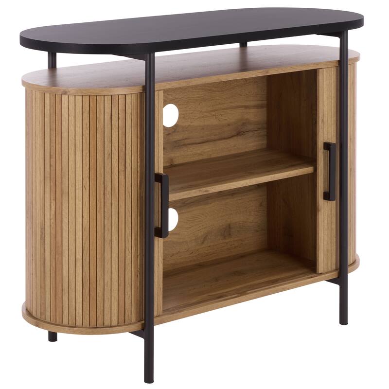 SAFAVIEH Home Etka Tambour Doors Compact Sideboard/TV Stand - 39"W x 16"D x 32"H