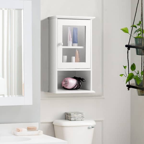 Shop Gymax Wall Mounted Bathroom Cabinet Storage Organize Hanging