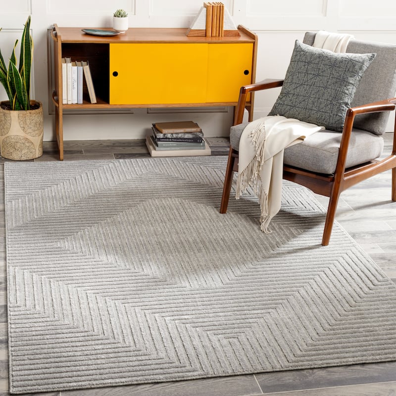 Livabliss Wimbledon Modern Medallion Rug - 2' x 3' - Grey