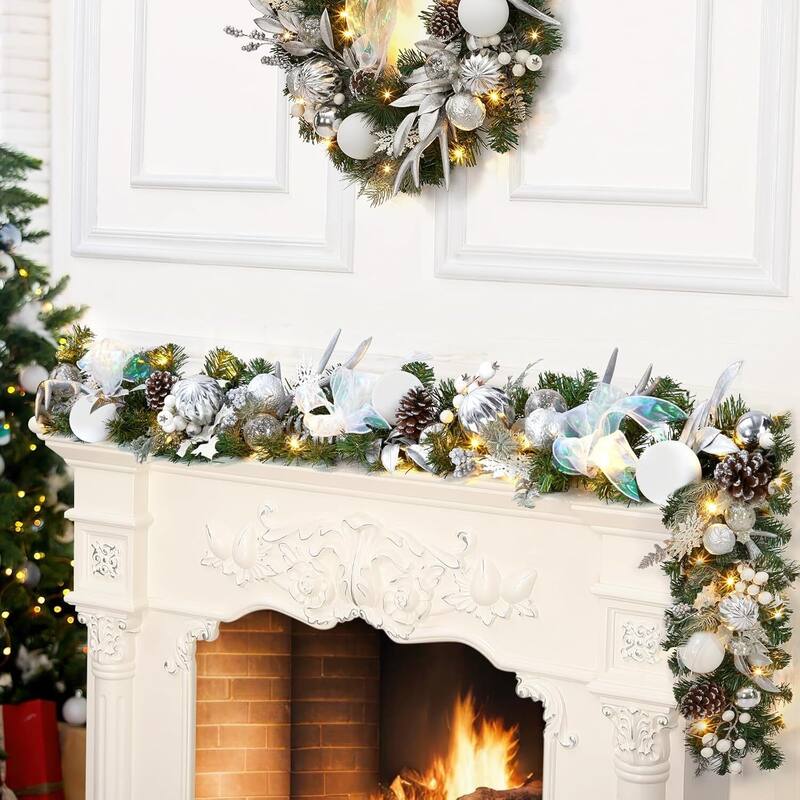 6 Ft Christmas Garland with Lights, Lighted Garland for Decorating Christmas