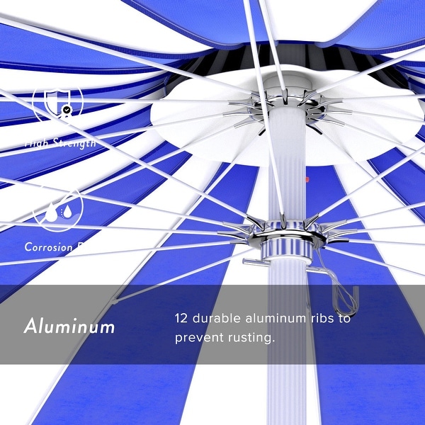 California Umbrella Terrassenschirm Rund – Aluminium Mit Kurbel Und Neigungsfunktion, Pacific Blue
