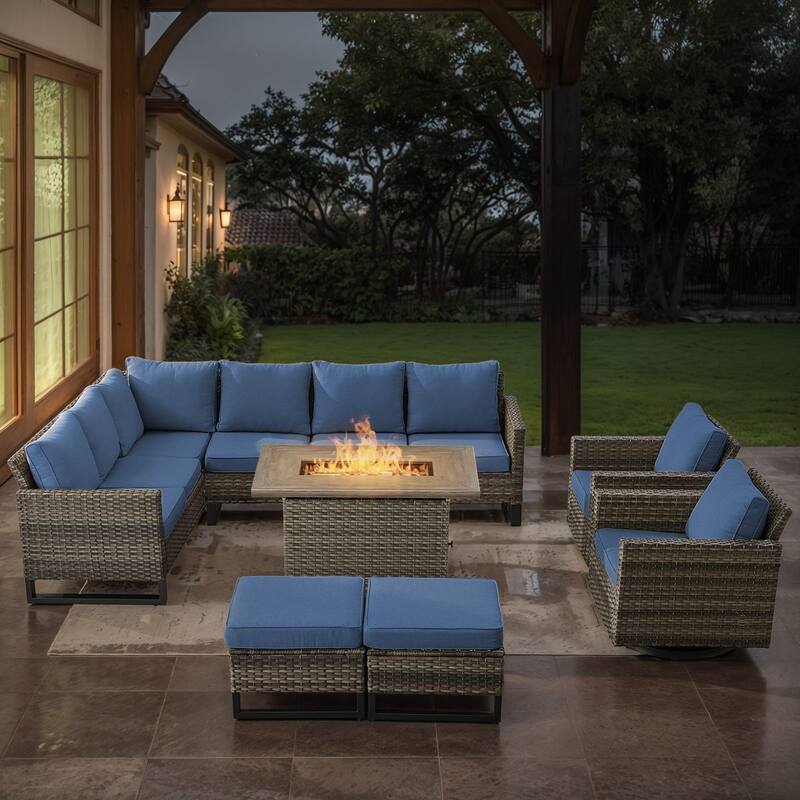 Gymojoy L-Shaped Outdoor Corner Sectional Sofa 6-seats Couch Conversation Set