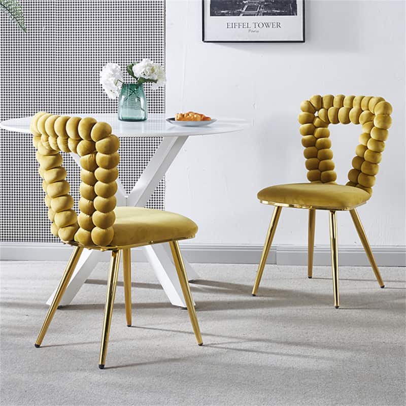 Modern Soft Accent Dining Chair (Set of 2) - Yellow