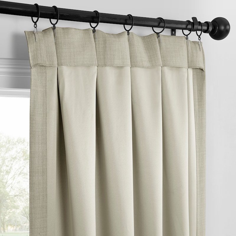 Exclusive Fabrics French Pleated Textured Faux Linen Room Darkening Curtains for Bedroom & Living Room Curtains Single Panel