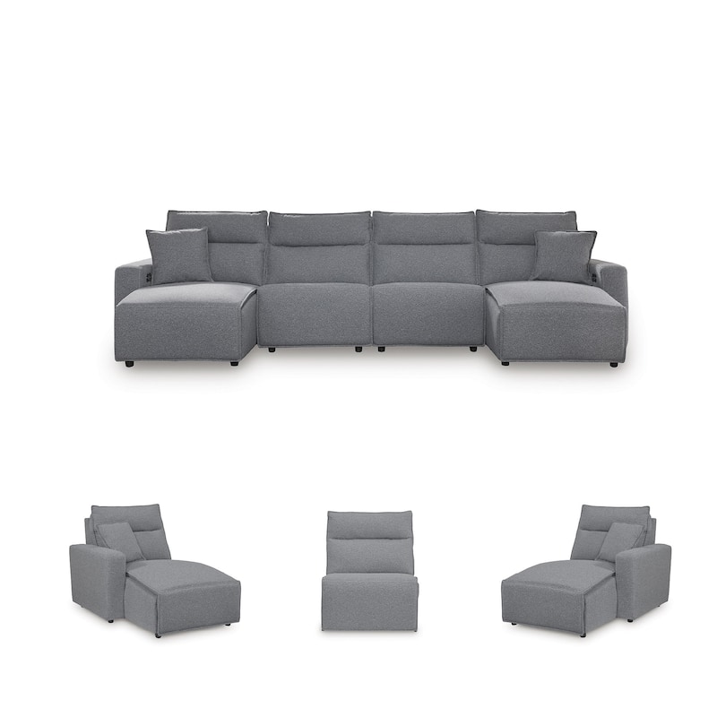 Signature Design by Ashley Modmax Gray 4-Piece Power Reclining Sectional with Chaise - 150" W x 63" D x 41" H