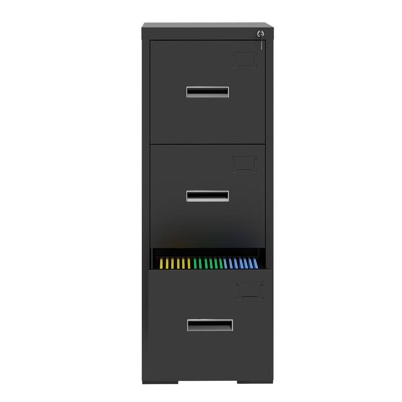 3-Drawer Vertical File Cabinet with Lock & Card Slot
