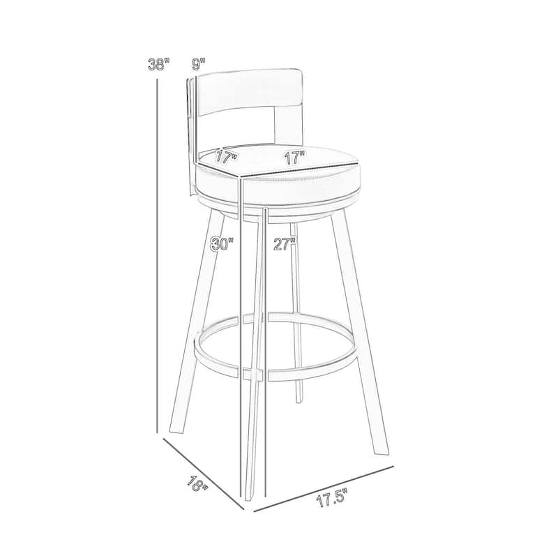Ami 30 Inch Swivel Barstool Chair, Curved Open Back Brown Faux Leather