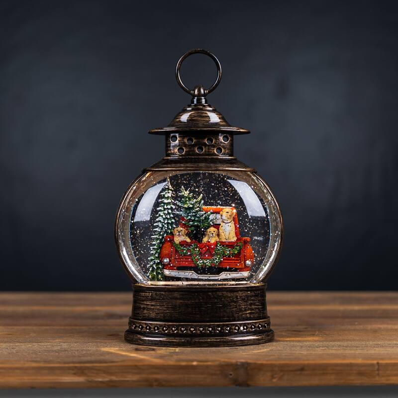 11.5" LED Lighted Pickup Truck with Dogs Christmas Snow Globe