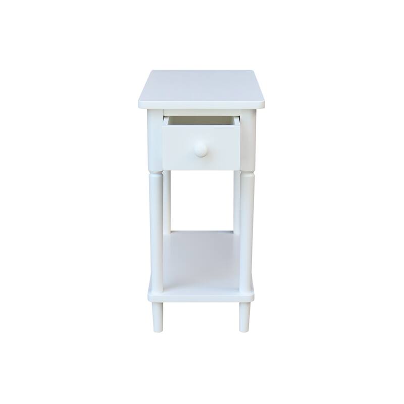 Narrow Solid Wood Side Table with Drawer