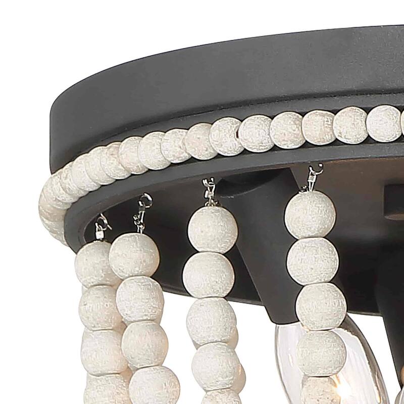 Fidenza 3-light Boho Beaded Flush Mount Ceiling Light Farmhouse Coastal Dome Lighting - 12 inches