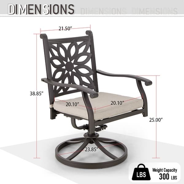 dimension image slide 0 of 3, MAISON ARTS 7-Piece Cast Aluminum Patio Dining Set with Expandable Rectangular Table & 6 Cast Aluminum Chairs