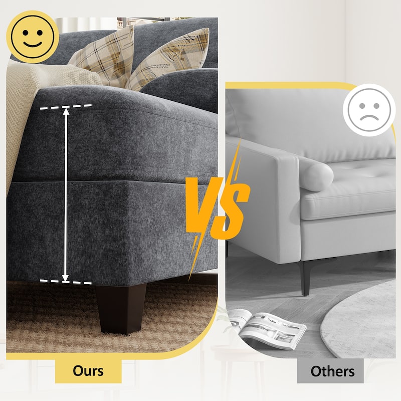 106'' Sectional Sofa with Thick Cushions for Living Room